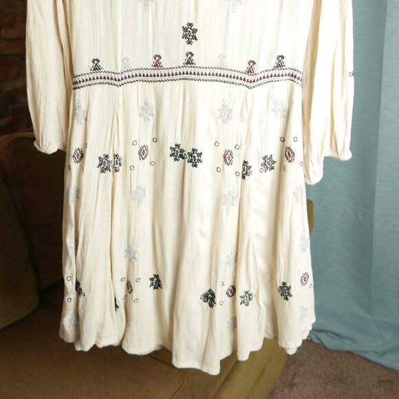 Free People	Made in India - Star Gazer Deep V Neck Empire Waist Cream - Picture 9 of 9